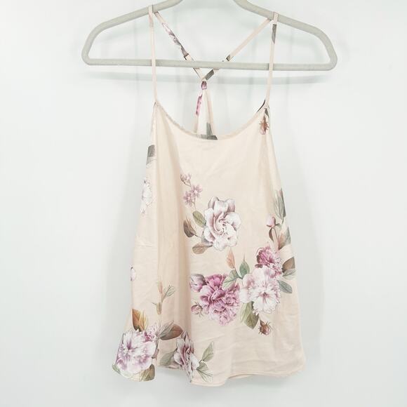 NWT‎ Anthropologie x Flora Nikrooz Emily Charmeuse Floral Pajama Tank Cami Top S - Picture 1 of 8